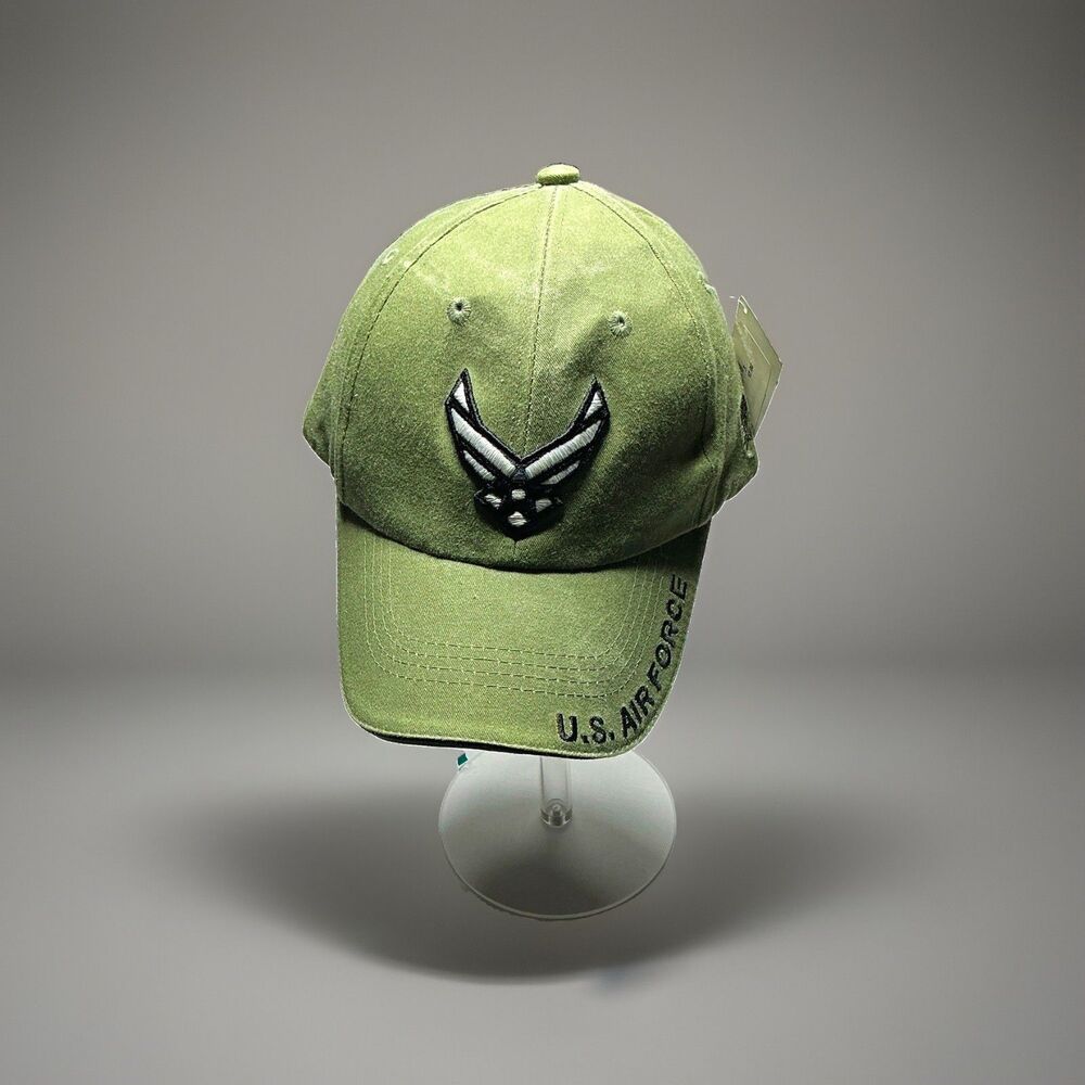 U.S. Air Force Green Adjustable Baseball Cap Hat w/ Embroidered Insignia